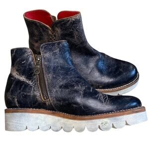Bed Stu LYDYI Black LUX Vegetable Tanned Leather Zip Boots Luxury Designer US 8